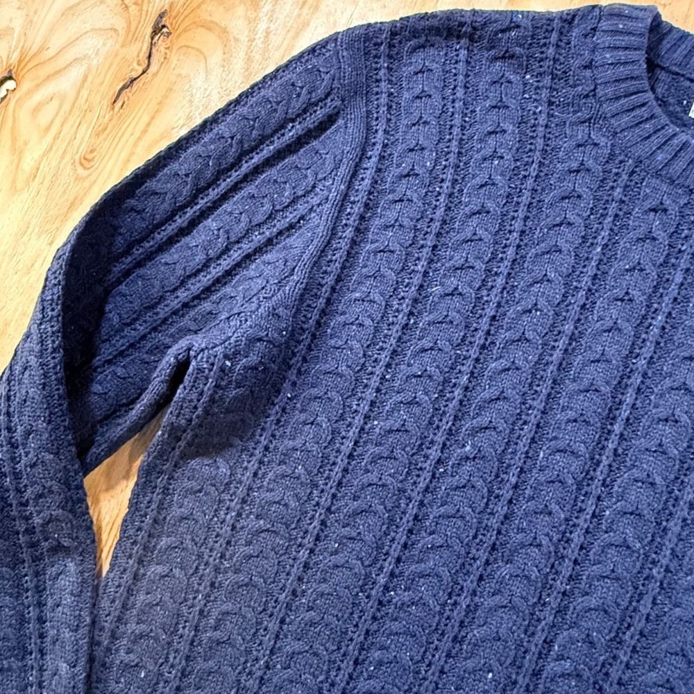 Wellen Huckberry Mens SeaWool Fisherman Sweater XL Navy Blue Cable Knit Heritage - Picture 7 of 8
